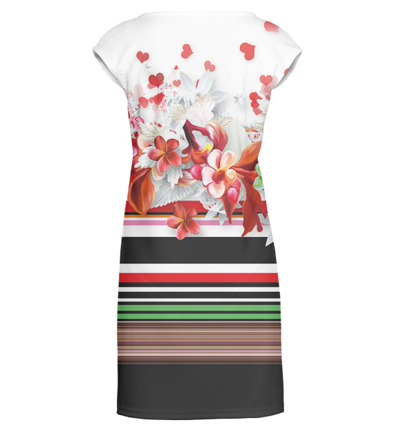 Платье без рукавов с изображением Цветы цвета Белый