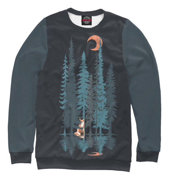 Мужской свитшот с изображением Fox from the Forest цвета Белый