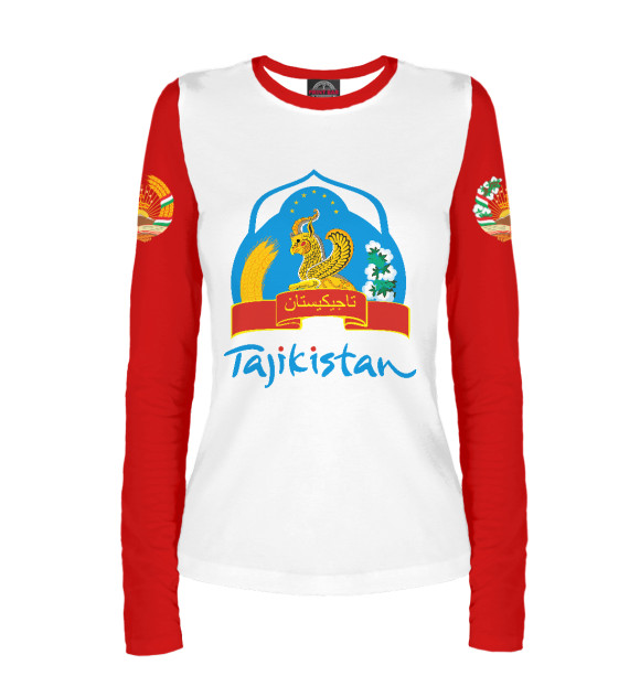 Женский лонгслив с изображением Tajikistan цвета Белый