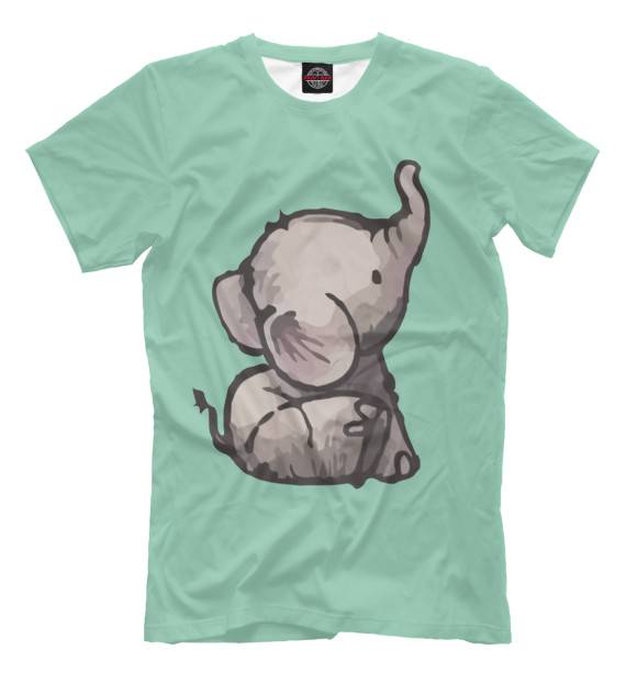 Мужская футболка с изображением Маленький слон цвета Серый