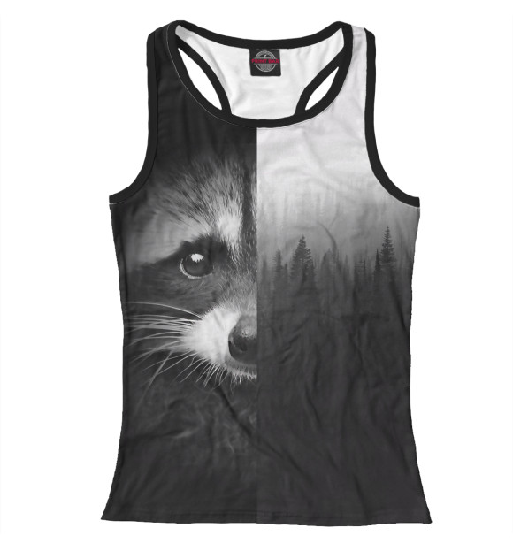 Женская майка-борцовка с изображением Енот цвета Белый