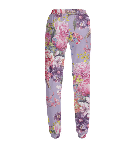 Женские спортивные штаны с изображением Садовые цветы цвета Белый