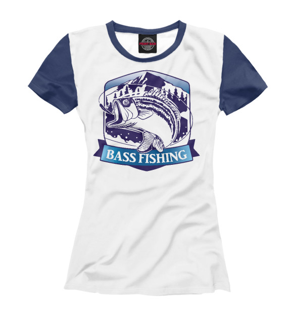 Футболка для девочек с изображением Bass fishing цвета Белый