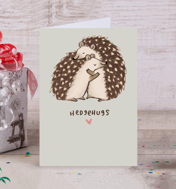 Открытка с притом Обнимашки цвета Белый Открытка с изображением Обнимашки цвета Белый