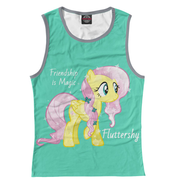 Женская майка с притом Fluttershy цвета Белый Женская майка с изображением Fluttershy цвета Белый