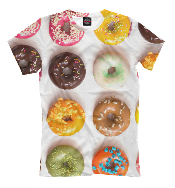 Мужская футболка с изображением Пончики цвета Молочно-белый