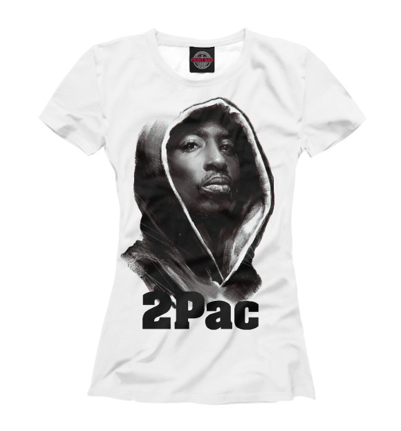 Женская футболка с изображением 2Pac цвета Белый