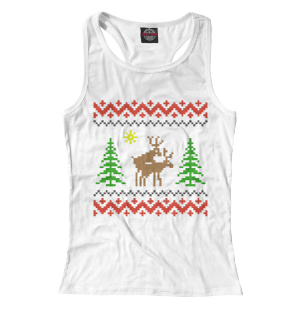 Женская майка-борцовка с изображением Неприличные Олени цвета Белый