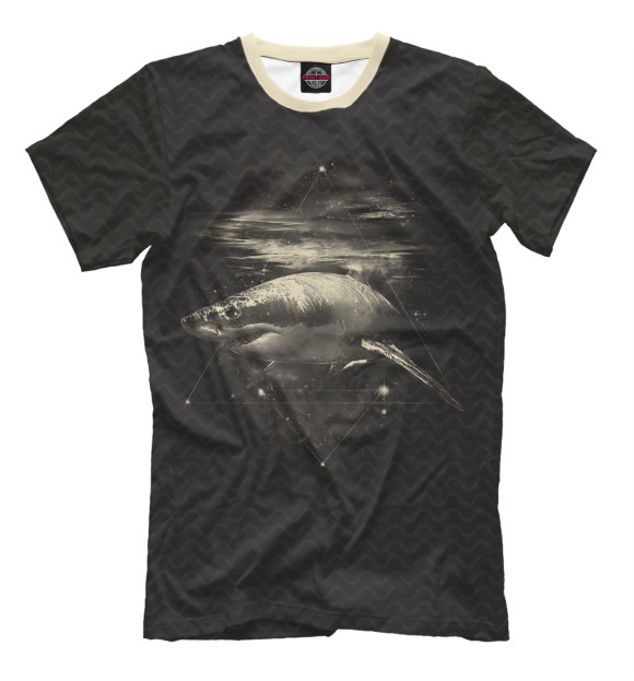 Мужская футболка с изображением Cosmic Shark цвета Черный