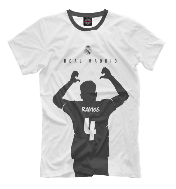 Мужская футболка с изображением Sergio Ramos цвета Молочно-белый