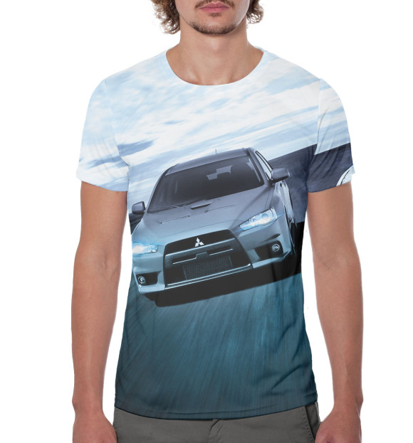 Мужская футболка с изображением Mitsubishi цвета Белый