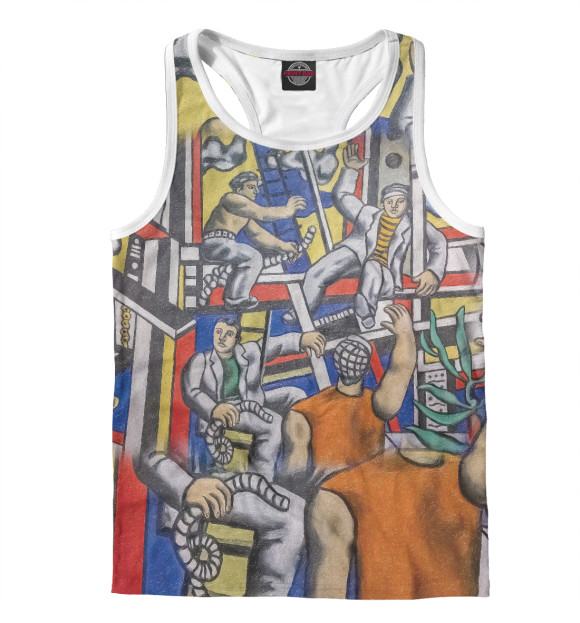 Мужская майка-борцовка с изображением Строители, Фернан Леже. 1951г, фрагмент цвета Белый