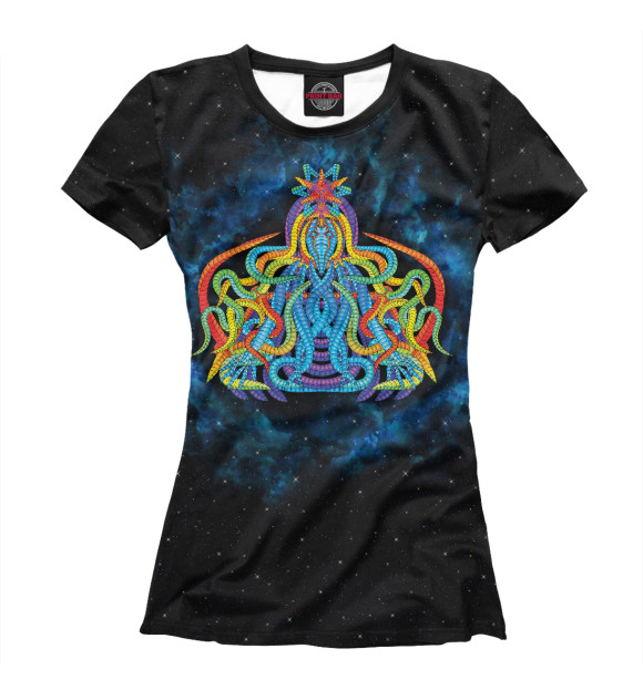Женская футболка с изображением Space buddha цвета Белый