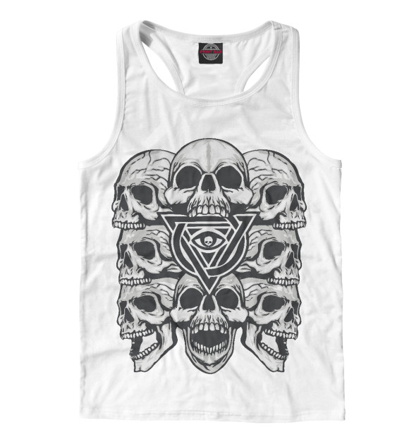 Мужская майка-борцовка с изображением Черепа цвета Белый
