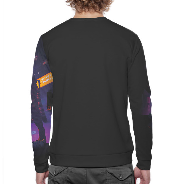 Мужской свитшот с изображением Гепард на фоне города цвета Белый