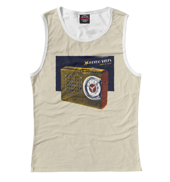 Женская майка с изображением Retro radio цвета Белый