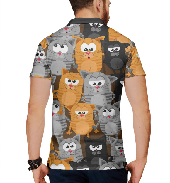 Мужское поло с притом Котятки цвета Белый Мужское поло с изображением Котятки цвета Белый