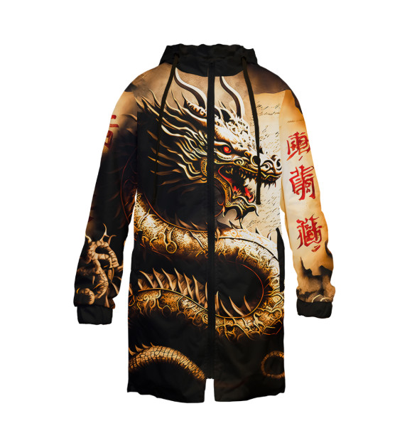 Дождевик с изображением Китайский дракон цвета Белый