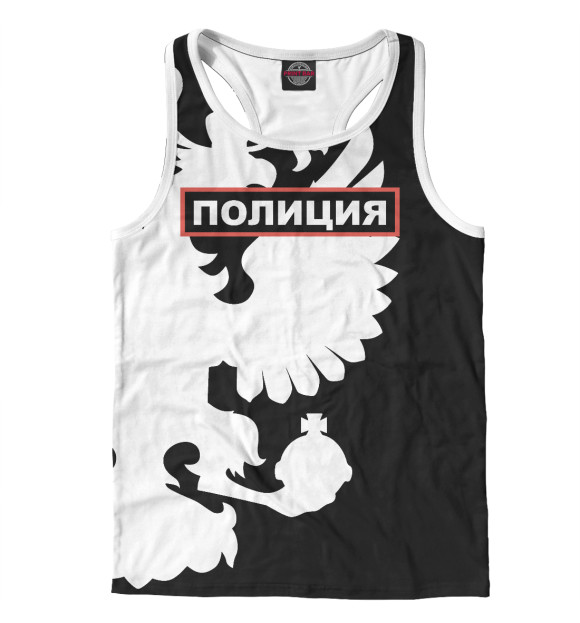 Мужская майка-борцовка с притом Полиция цвета Белый Мужская майка-борцовка с изображением Полиция цвета Белый