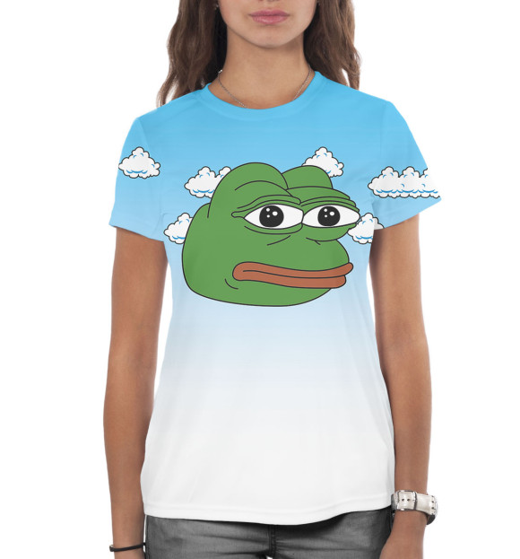Женская футболка с изображением Лягушонок Пепе цвета Белый