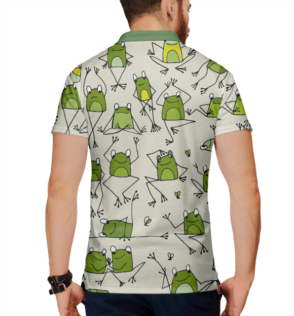 Мужское поло с изображением Лягушки цвета Белый