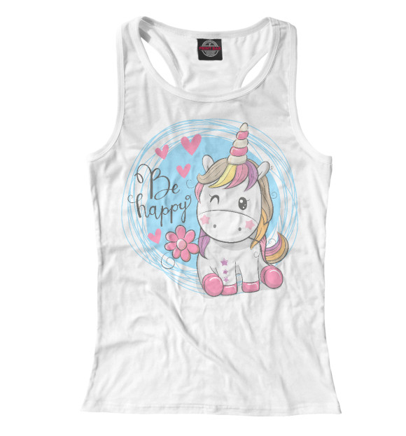 Женская майка-борцовка с изображением Единорог цвета Белый