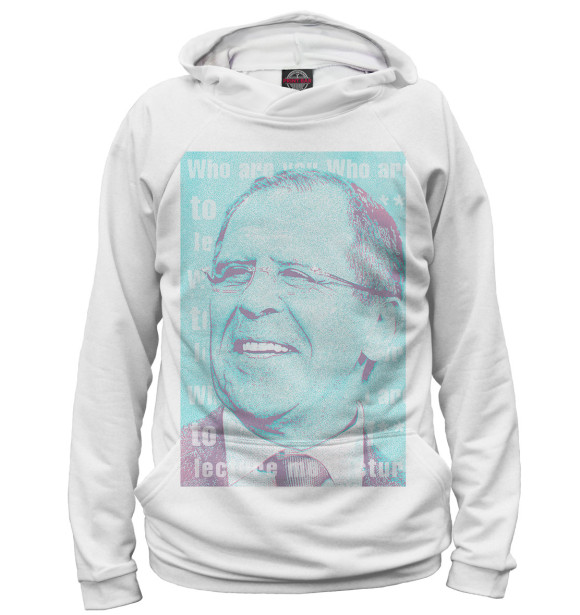 Женское худи с притом Сергей Лавров цвета Белый Женское худи с изображением Сергей Лавров цвета Белый