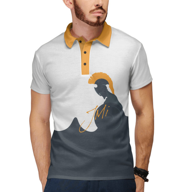 Мужское поло с изображением Жми цвета Белый