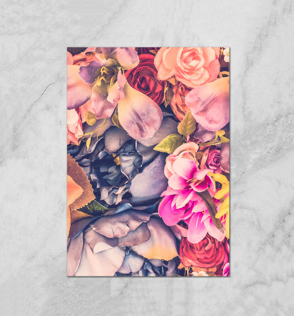 Плакат с изображением Vintage Flower цвета Белый