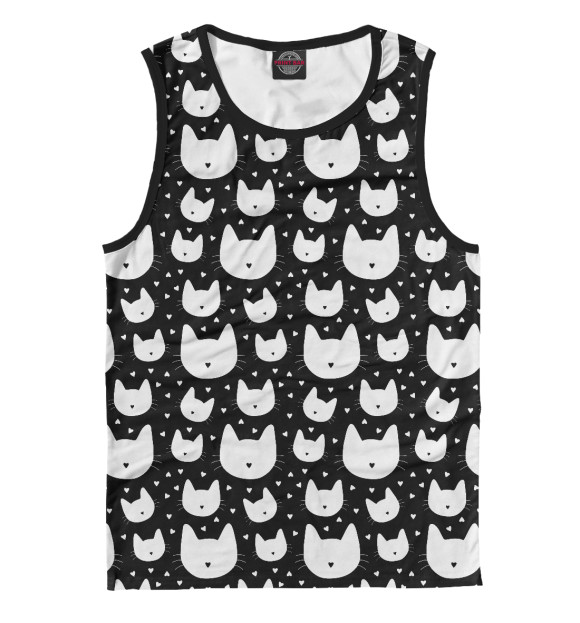 Майка для мальчика с изображением Котики Паттерн цвета Белый