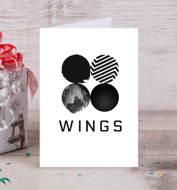 Открытка с изображением Wings BTS цвета Белый