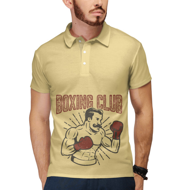 Мужское поло с изображением Boxing Ccub цвета Белый
