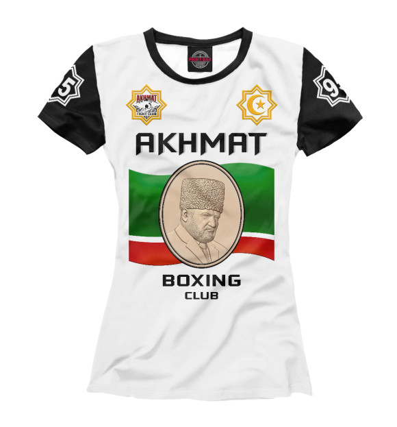 Женская футболка с изображением Akhmat Boxing Club цвета Белый