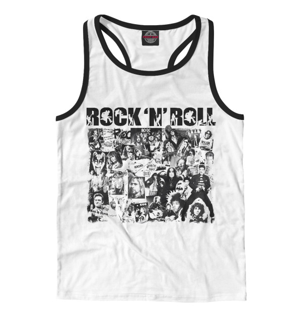 Мужская майка-борцовка с изображением Rock'n'Roll цвета Белый