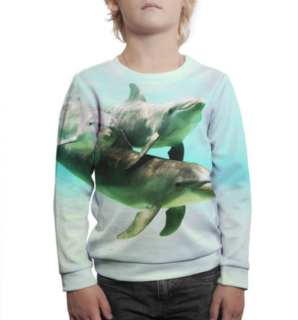 Свитшот для мальчиков с изображением Дельфины цвета Белый