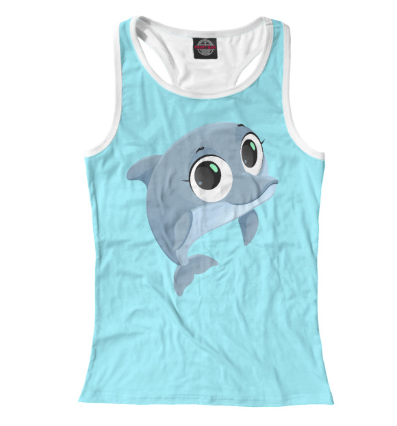 Женская майка-борцовка с изображением Дельфин цвета Белый