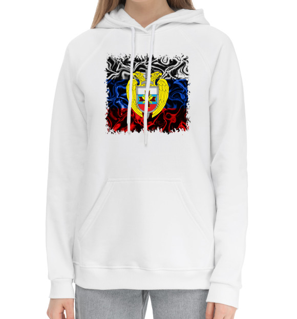 Женский хлопковый худи с притом Президентский полк цвета Белый Женский хлопковый худи с изображением Президентский полк цвета Белый