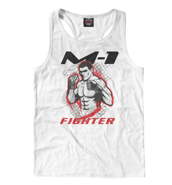 Мужская майка-борцовка с изображением М -1 цвета Белый