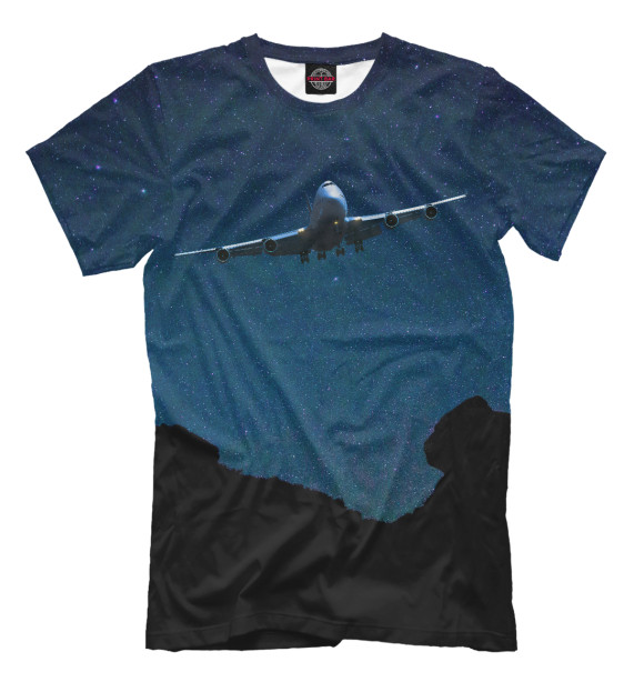 Мужская футболка с изображением Самолет над горами цвета Темно-зеленый