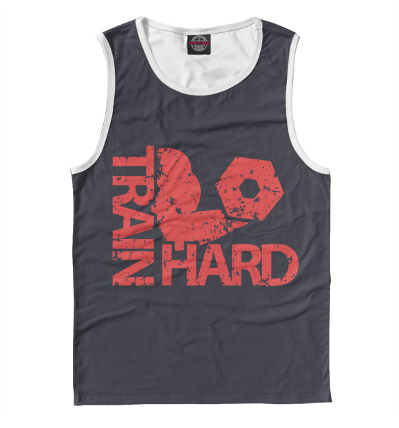 Мужская майка с изображением Train Hard цвета Белый