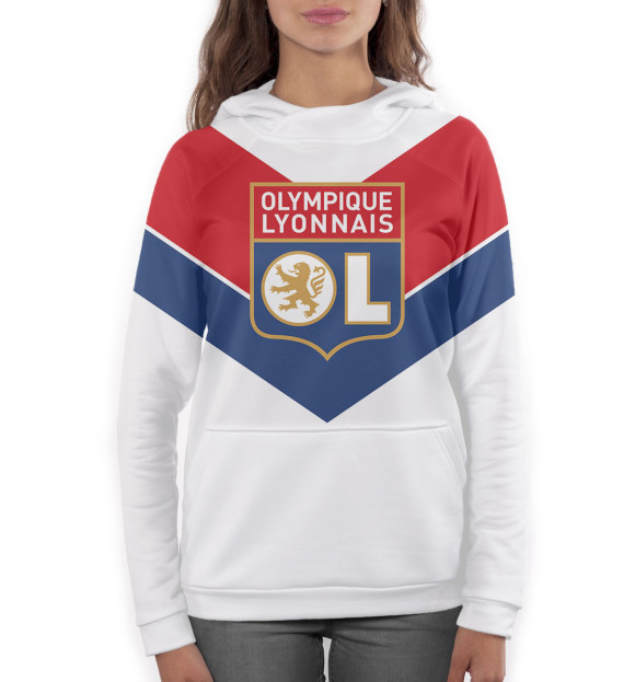 Женское худи с изображением Olympique lyonnais цвета Белый