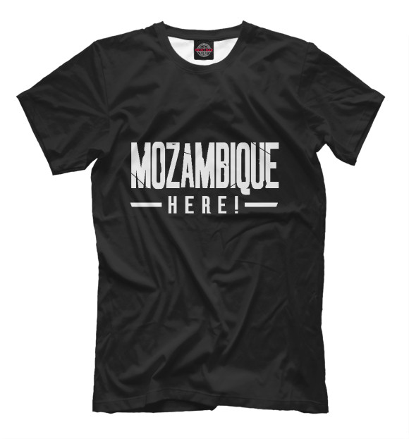 Мужская футболка с изображением Мозамбик здесь! цвета Белый