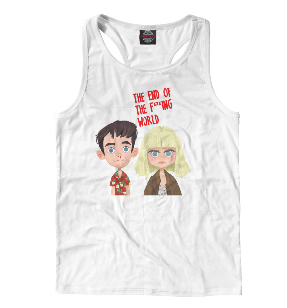 Мужская майка-борцовка с притом Конец ***го мира цвета Белый Мужская майка-борцовка с изображением Конец ***го мира цвета Белый