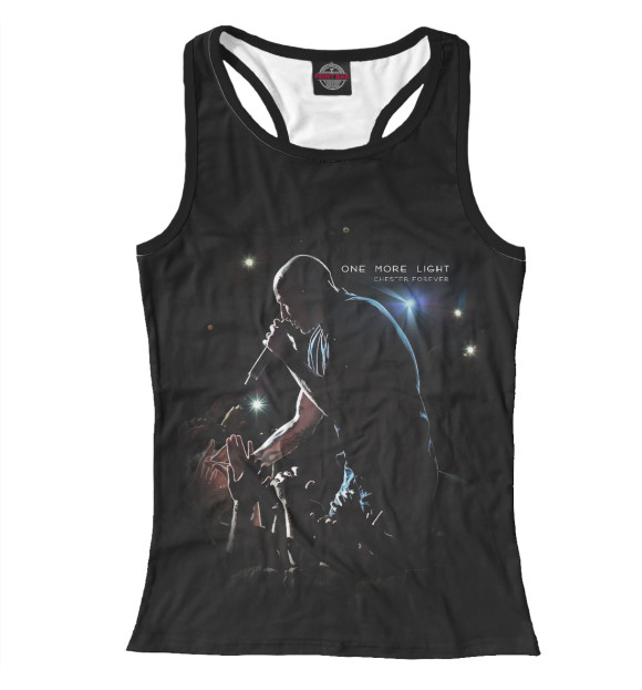 Женская майка-борцовка с притом Честер Беннингтон цвета Белый Женская майка-борцовка с изображением Честер Беннингтон цвета Белый