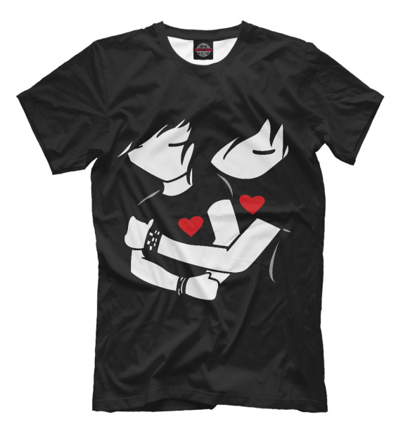 Мужская футболка с изображением Эмо любовь цвета Черный