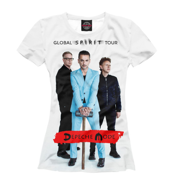 Женская футболка с изображением The Global Spirit Tour цвета Белый