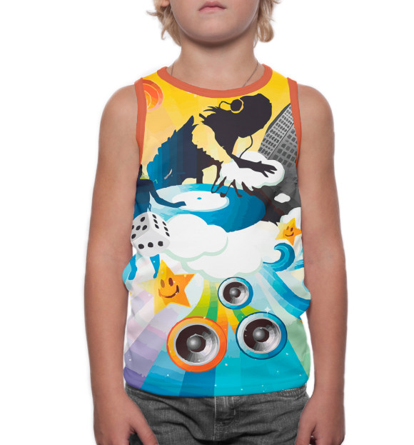 Майка для мальчика с изображением Electronic цвета Белый