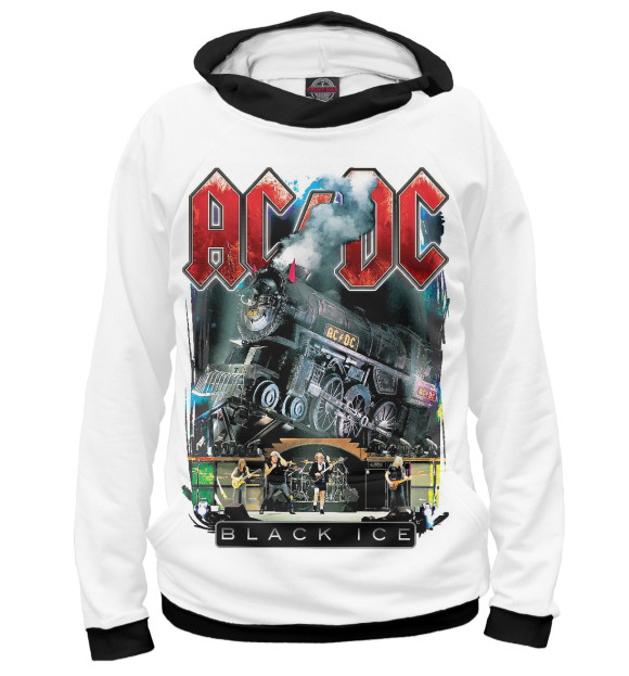 Мужское худи с изображением AC/DC цвета Белый