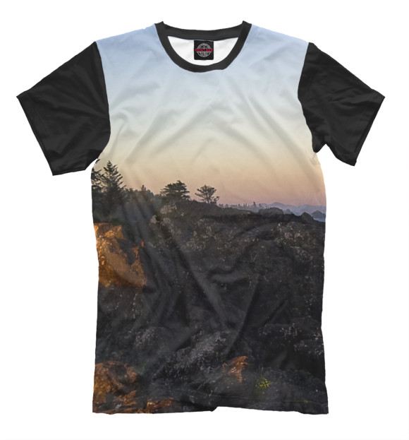 Мужская футболка с изображением Горы цвета Черный