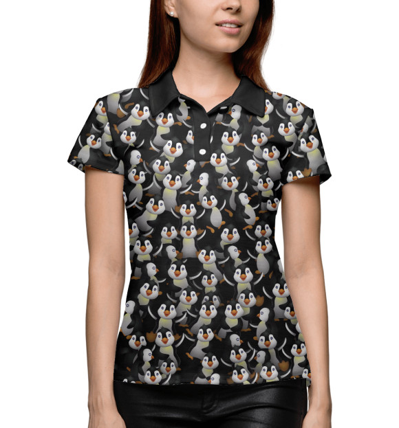 Женское поло с изображением Дурацкие пингвины цвета Белый